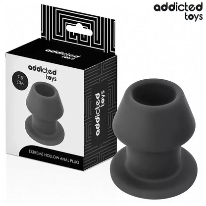 ADDICTED Extreme Hollow silikoninis analinis kamštis, S dydis, 7,5 cm – juodas