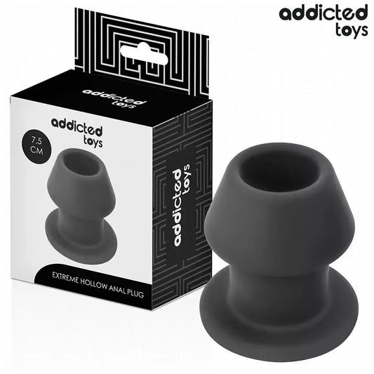ADDICTED Extreme Hollow silikoninis analinis kamštis, S dydis, 7,5 cm – juodas