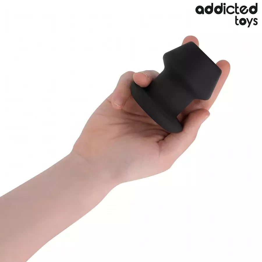 ADDICTED Extreme Hollow silikoninis analinis kamštis, S dydis, 7,5 cm – juodas