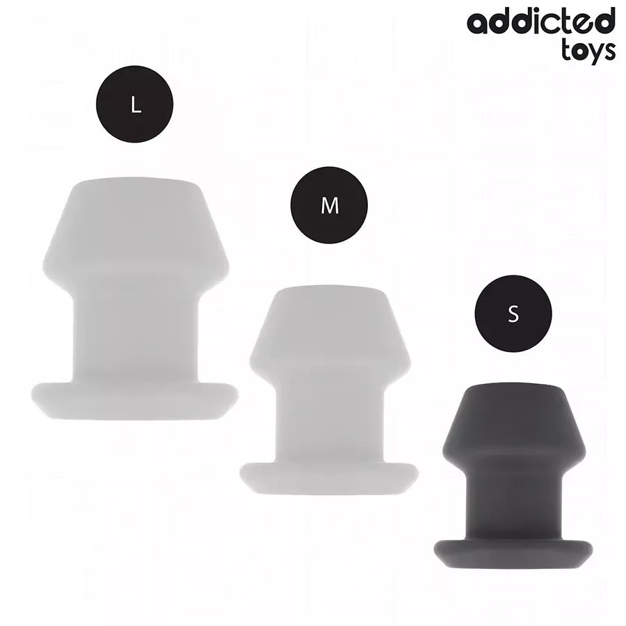 ADDICTED Extreme Hollow silikoninis analinis kamštis, S dydis, 7,5 cm – juodas