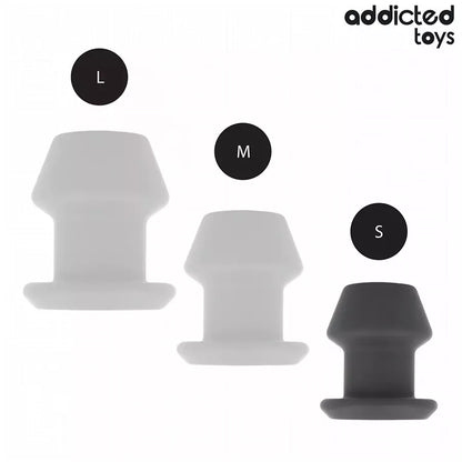 ADDICTED Extreme Hollow silikoninis analinis kamštis, S dydis, 7,5 cm – juodas