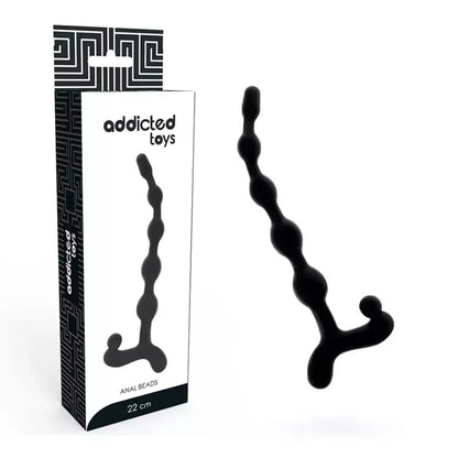 Addicted Toys Analinis karoliukų vėrinys 22 cm, juodas – lanksti silikono sistema