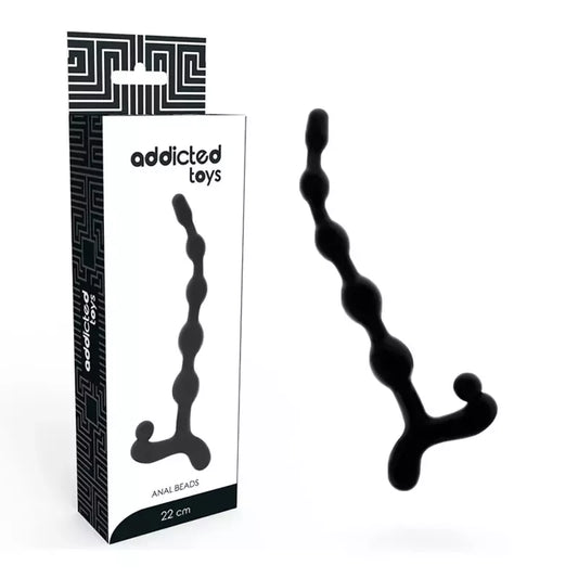 Addicted Toys Analinis karoliukų vėrinys 22 cm, juodas – lanksti silikono sistema
