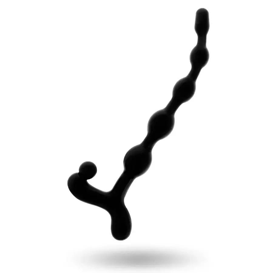 Addicted Toys Analinis karoliukų vėrinys 22 cm, juodas – lanksti silikono sistema