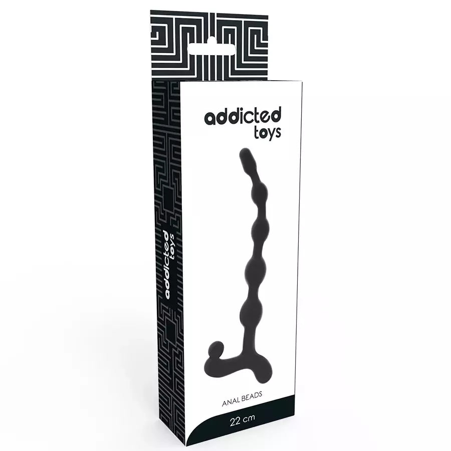 Addicted Toys Analinis karoliukų vėrinys 22 cm, juodas – lanksti silikono sistema