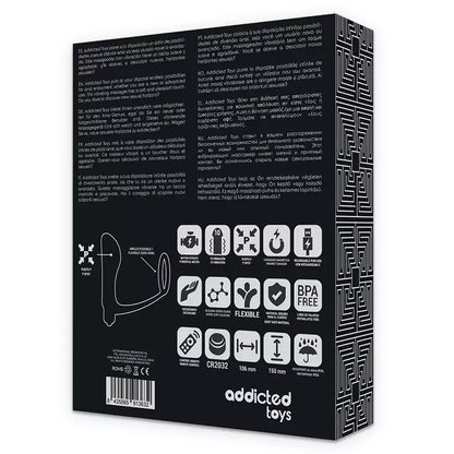 Addicted Toys Black įkraunamas analinio kaiščio ir žiedo rinkinys su nuotolinio valdymo pulteliu