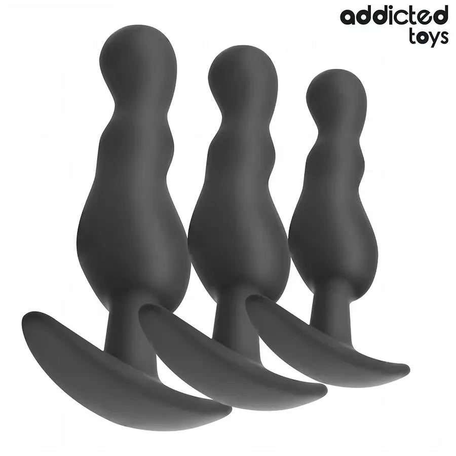 ADDICTED Toys silikoninių kištukų (plug) rinkinys, 1 modelis – 3 dydžiai, ergonomiškas dizainas