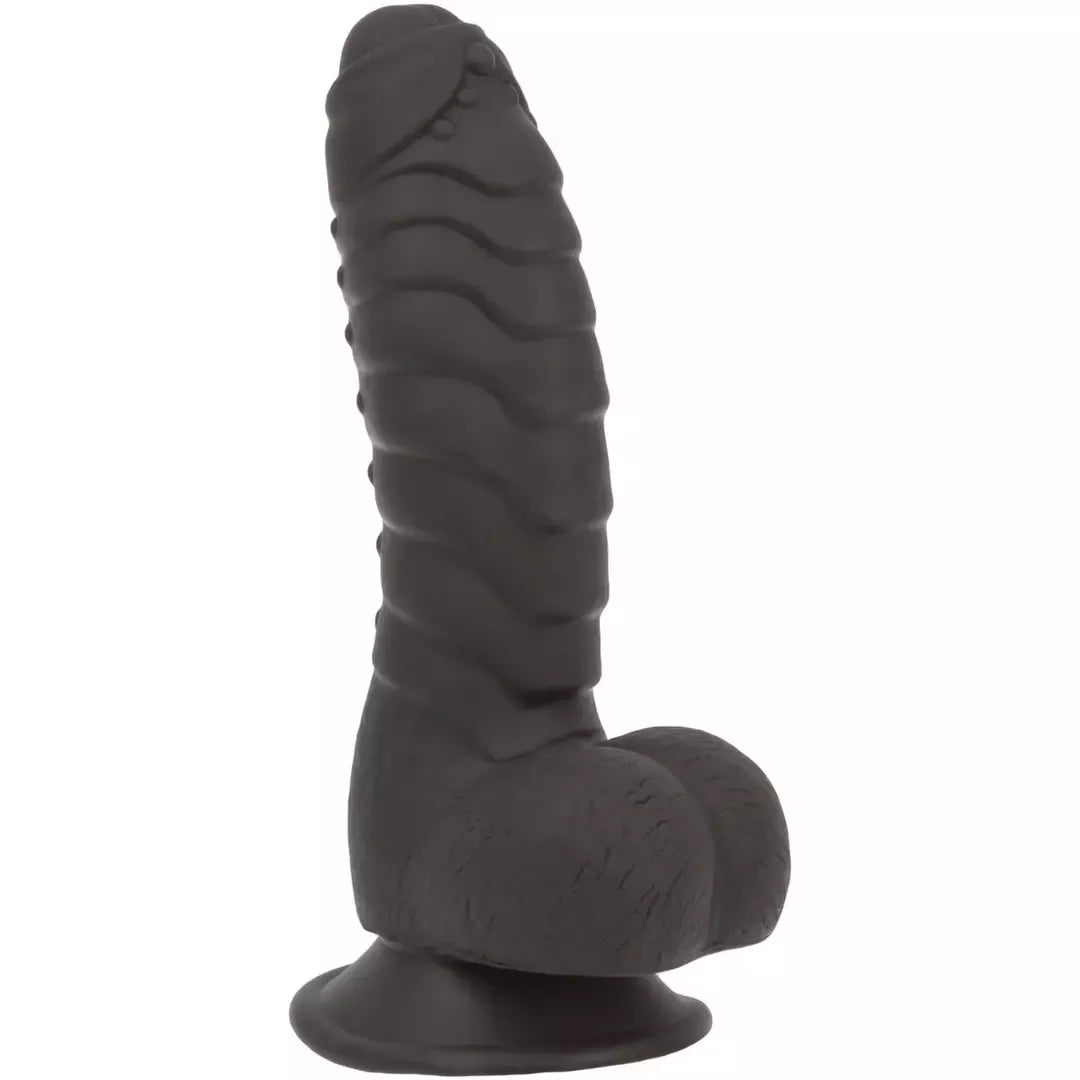 Addiction Ben 18 cm juodas silikoninis briaunuotas modelis su siurbtuku
