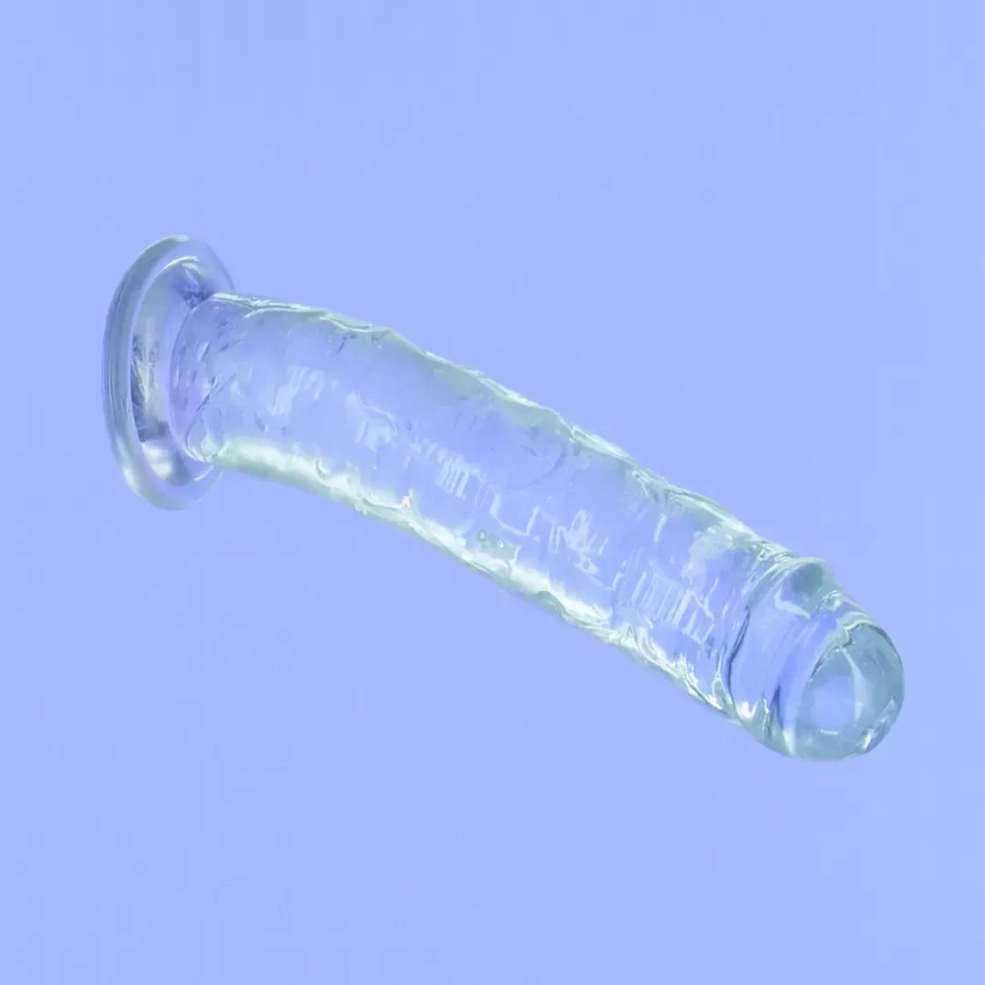Addiction Crystal Addiction Intimate Machine 23 cm skaidrus TPE su siurbtuku