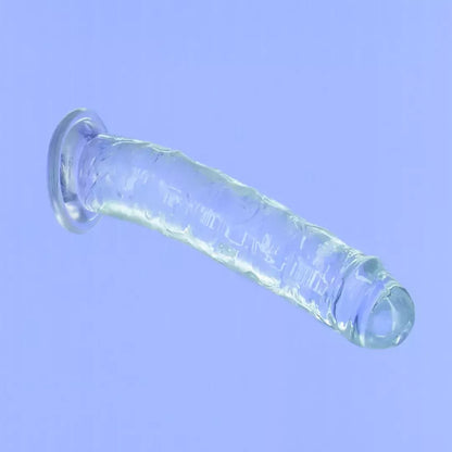 Addiction Crystal Addiction Intimate Machine 23 cm skaidrus TPE su siurbtuku