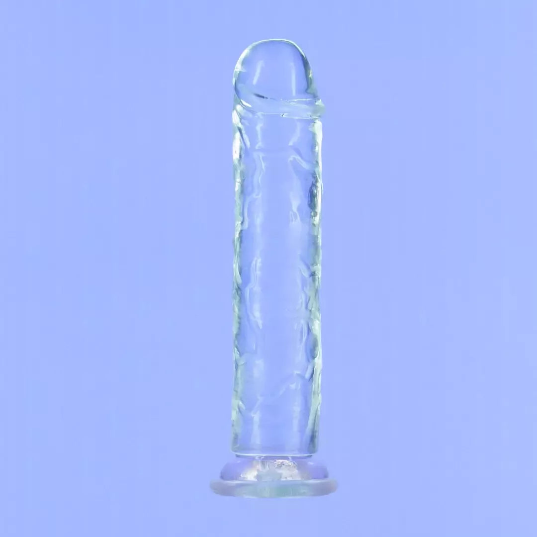 Addiction Crystal Addiction Intimate Machine 23 cm skaidrus TPE su siurbtuku