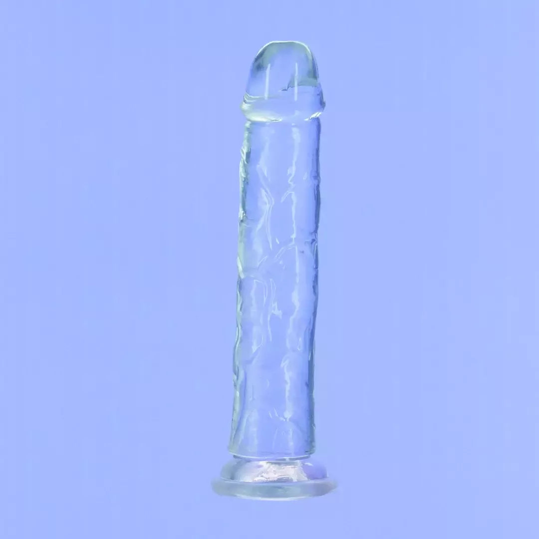 Addiction Crystal Addiction Intimate Machine 23 cm skaidrus TPE su siurbtuku