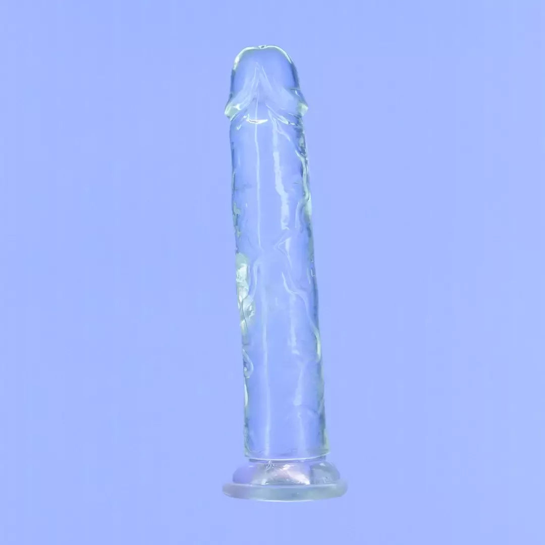 Addiction Crystal Addiction Intimate Machine 23 cm skaidrus TPE su siurbtuku