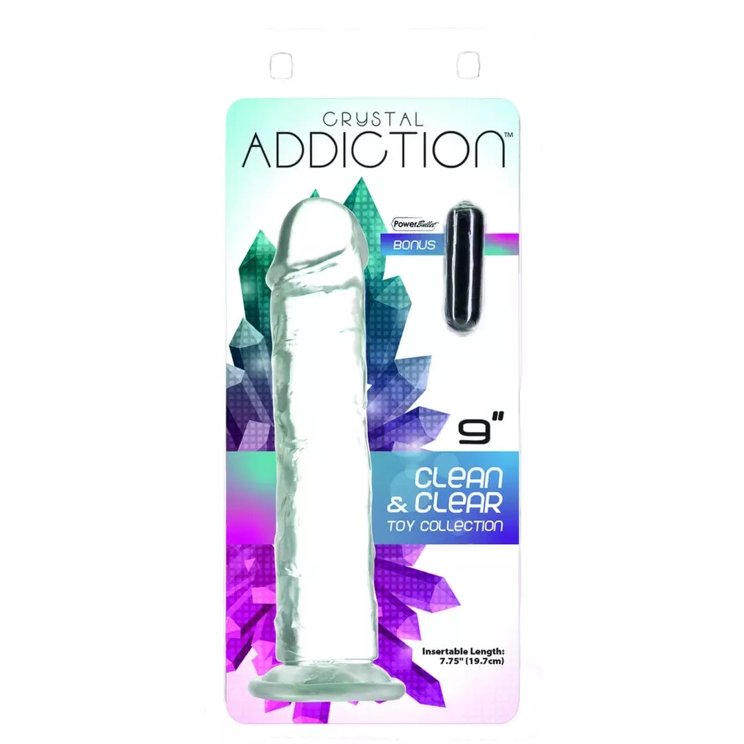 Addiction Crystal Addiction Intimate Machine 23 cm skaidrus TPE su siurbtuku