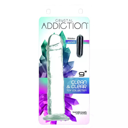 Addiction Crystal Addiction Intimate Machine 23 cm skaidrus TPE su siurbtuku