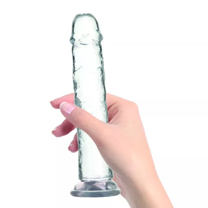 Addiction Crystal Addiction Intimate Machine 23 cm skaidrus TPE su siurbtuku