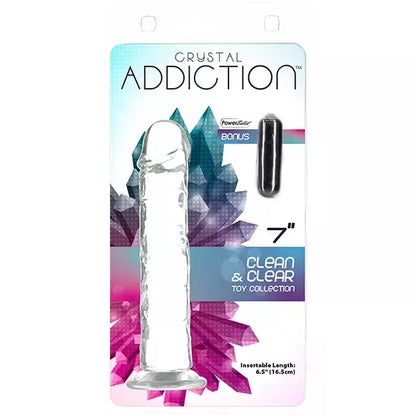 Addiction Crystal Addiction skaidrus vertikalus modelis 18 cm su siurbtuku