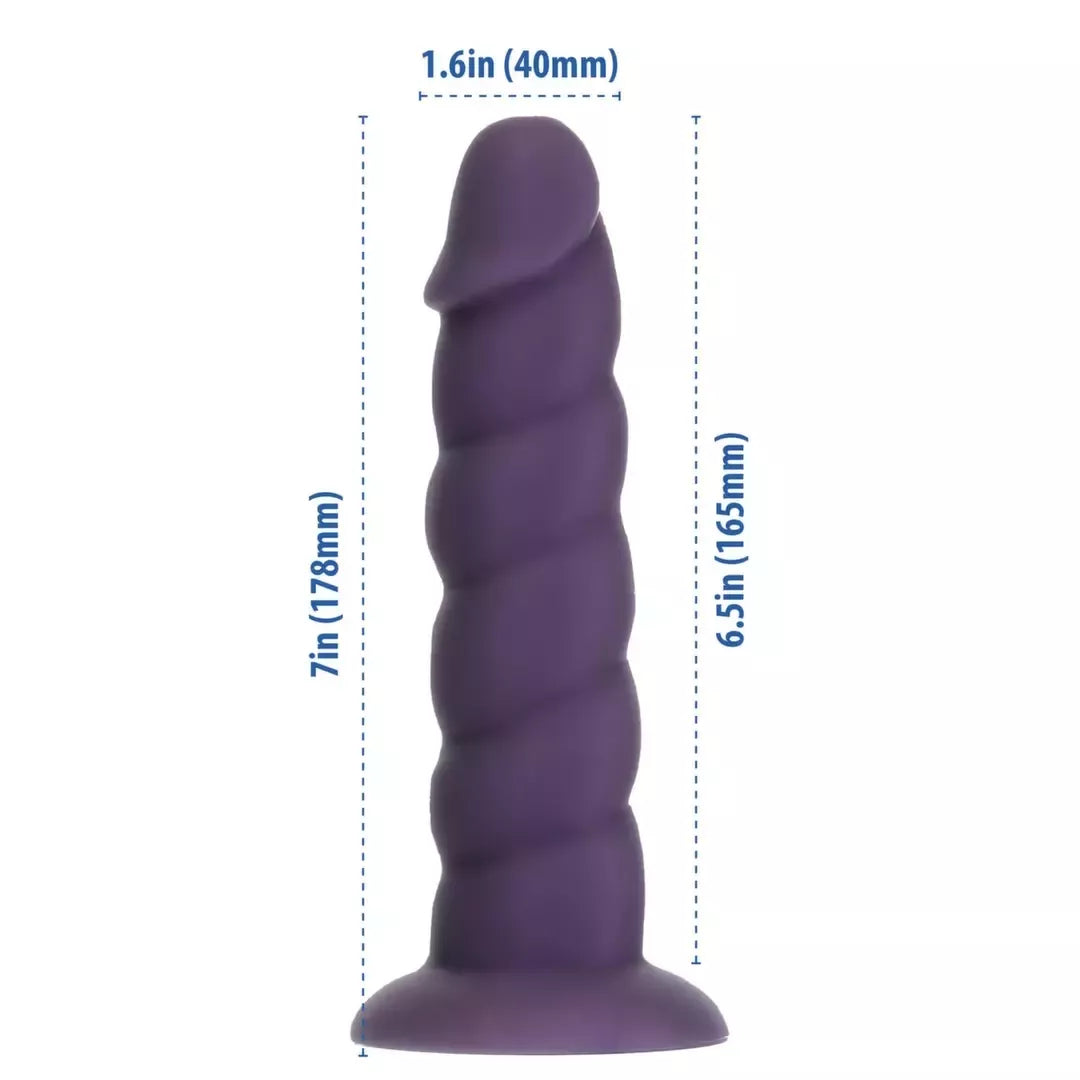 Addiction Fantasy 18 cm vienaragio modelis, violetinis, silikoninis, su siurbtuku