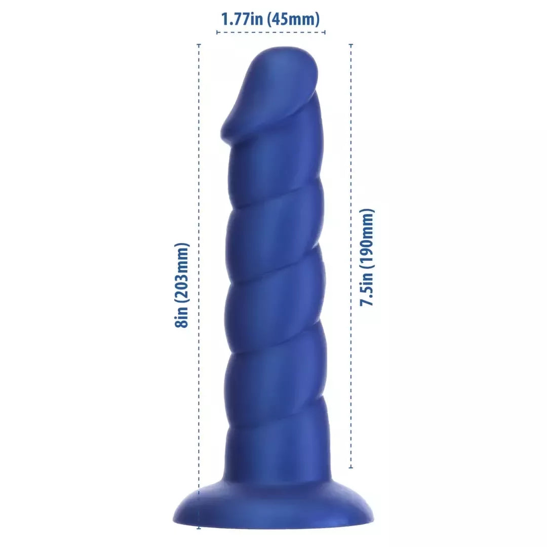 Addiction Fantasy 20 cm intymus modelis Unicorn Blue, silikoninis, briaunotas