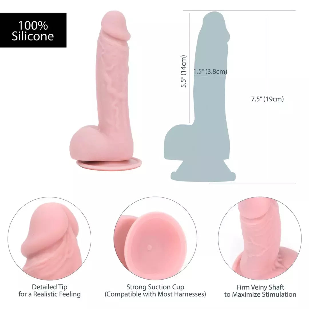 Addiction Mark 19 cm anatominis modelis su vakuuminiu pagrindu, smėlio spalvos