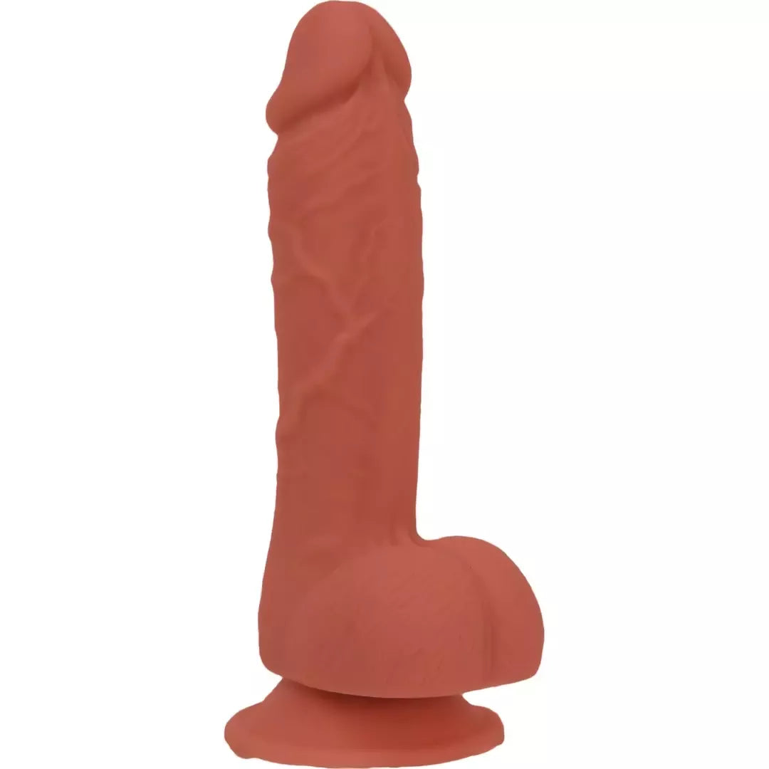 Addiction Steven silikoninis intymus modelis, 19 cm, karamelės spalvos, su vibruojančia kulka