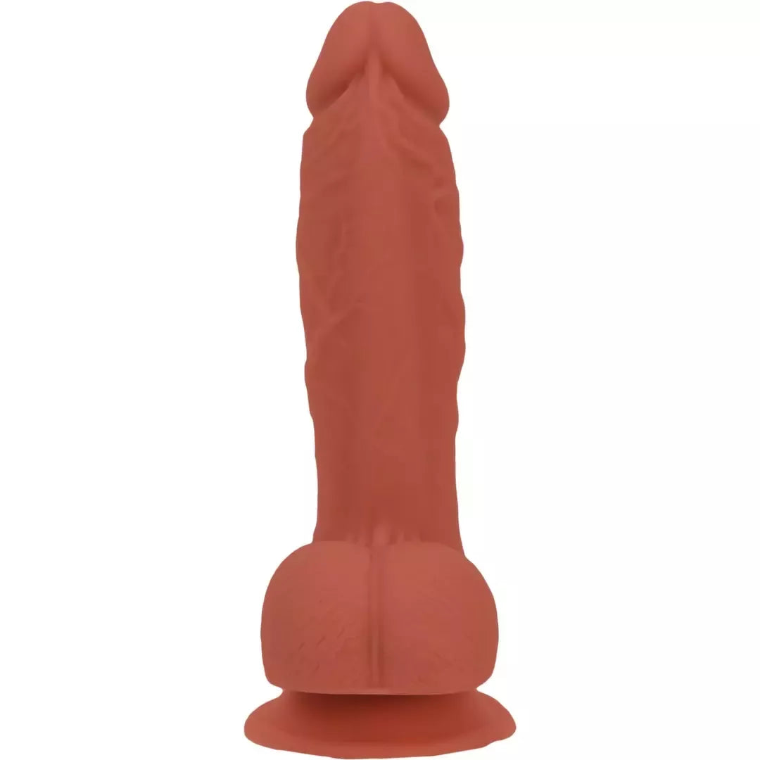 Addiction Steven silikoninis intymus modelis, 19 cm, karamelės spalvos, su vibruojančia kulka