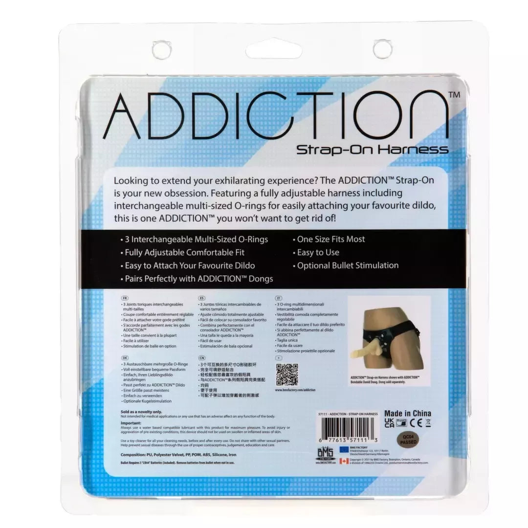 Addiction Strap-On Harness Adjustable Black One Size su PowerBullet