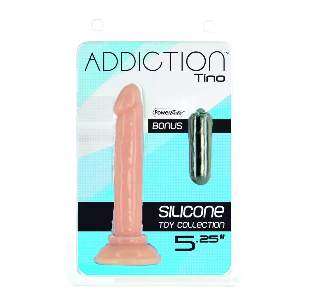 Addiction Tino Straight silikoninis modelis, 13 cm, su PowerBullet, juodas