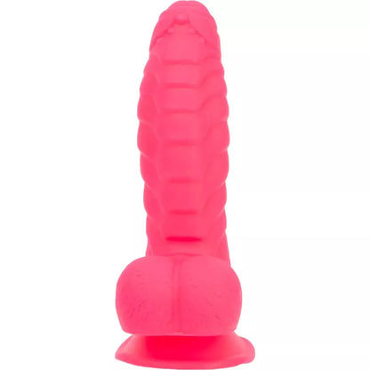 Addiction Tom 18 cm silikoninis briaunotas modelis, ryškiai rožinės spalvos, su siurbtuku