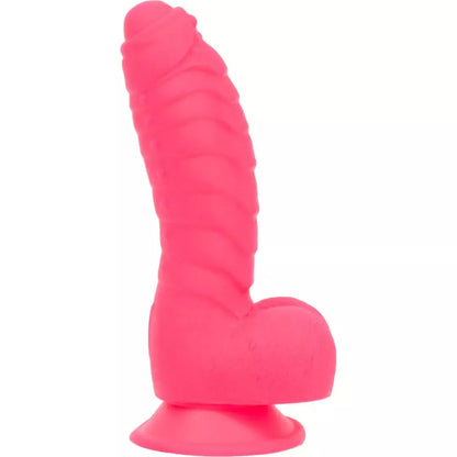 Addiction Tom 18 cm silikoninis briaunotas modelis, ryškiai rožinės spalvos, su siurbtuku
