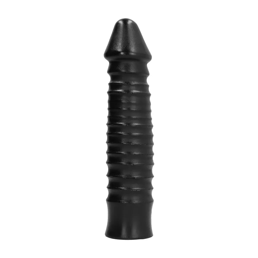 All Black 069 Intimate Machine rievėtas 26 cm juodas silikoninis modelis