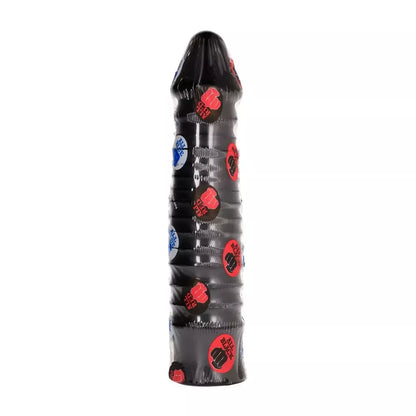 All Black 069 Intimate Machine rievėtas 26 cm juodas silikoninis modelis