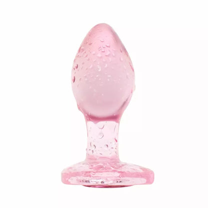 Anal Collection Glass Plug mažas rožinis 7 cm, širdelės formos pagrindas
