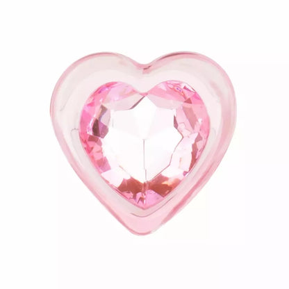 Anal Collection Glass Plug mažas rožinis 7 cm, širdelės formos pagrindas