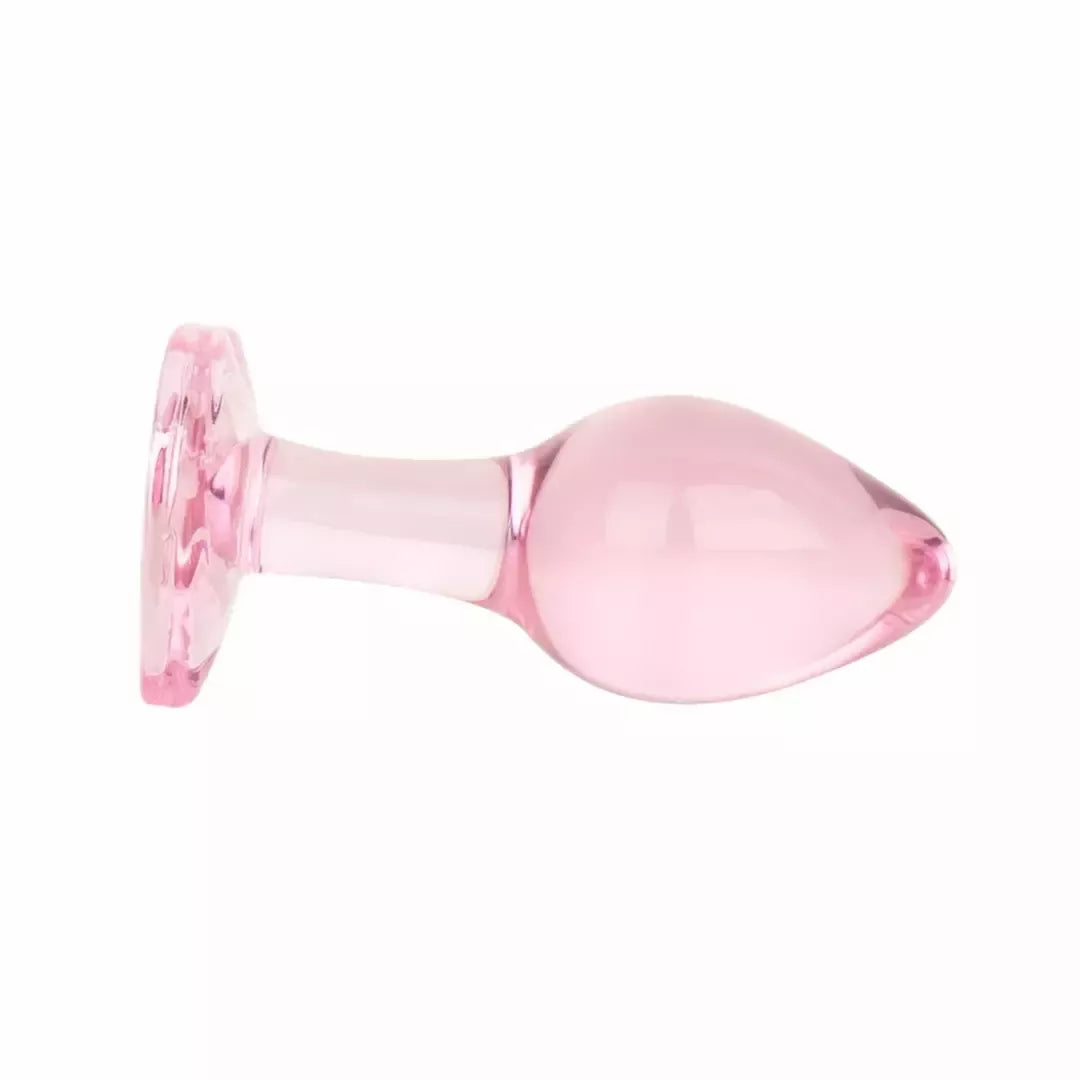 Anal Collection stiklinis analinis kamštis, vidutinis, širdelės formos pagrindas, 8,3 cm, rožinis
