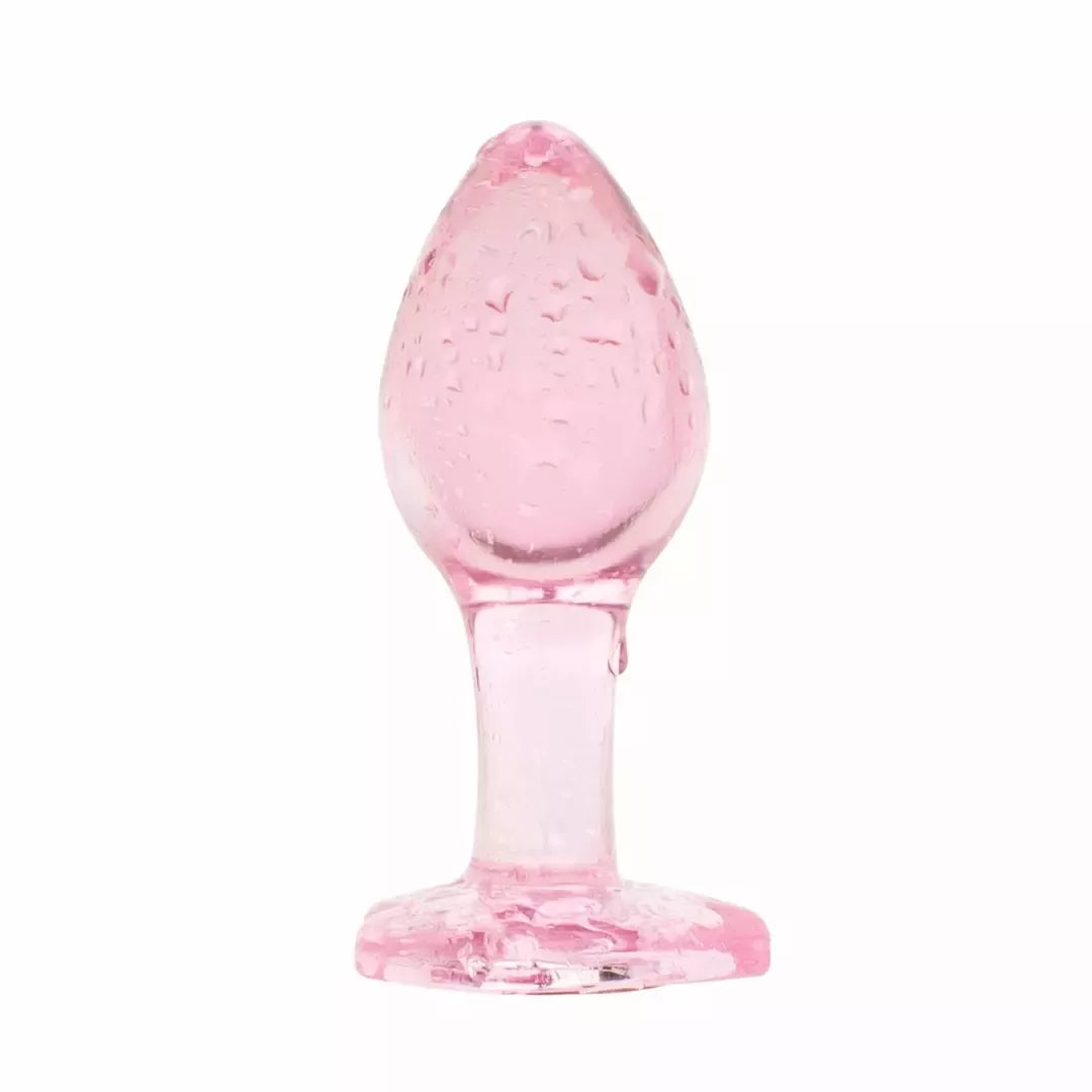 Anal Collection stiklinis analinis kamštis, vidutinis, širdelės formos pagrindas, 8,3 cm, rožinis