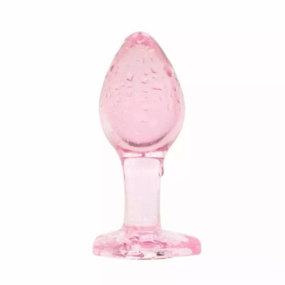 Anal Collection stiklinis analinis kamštis, vidutinis, širdelės formos pagrindas, 8,3 cm, rožinis