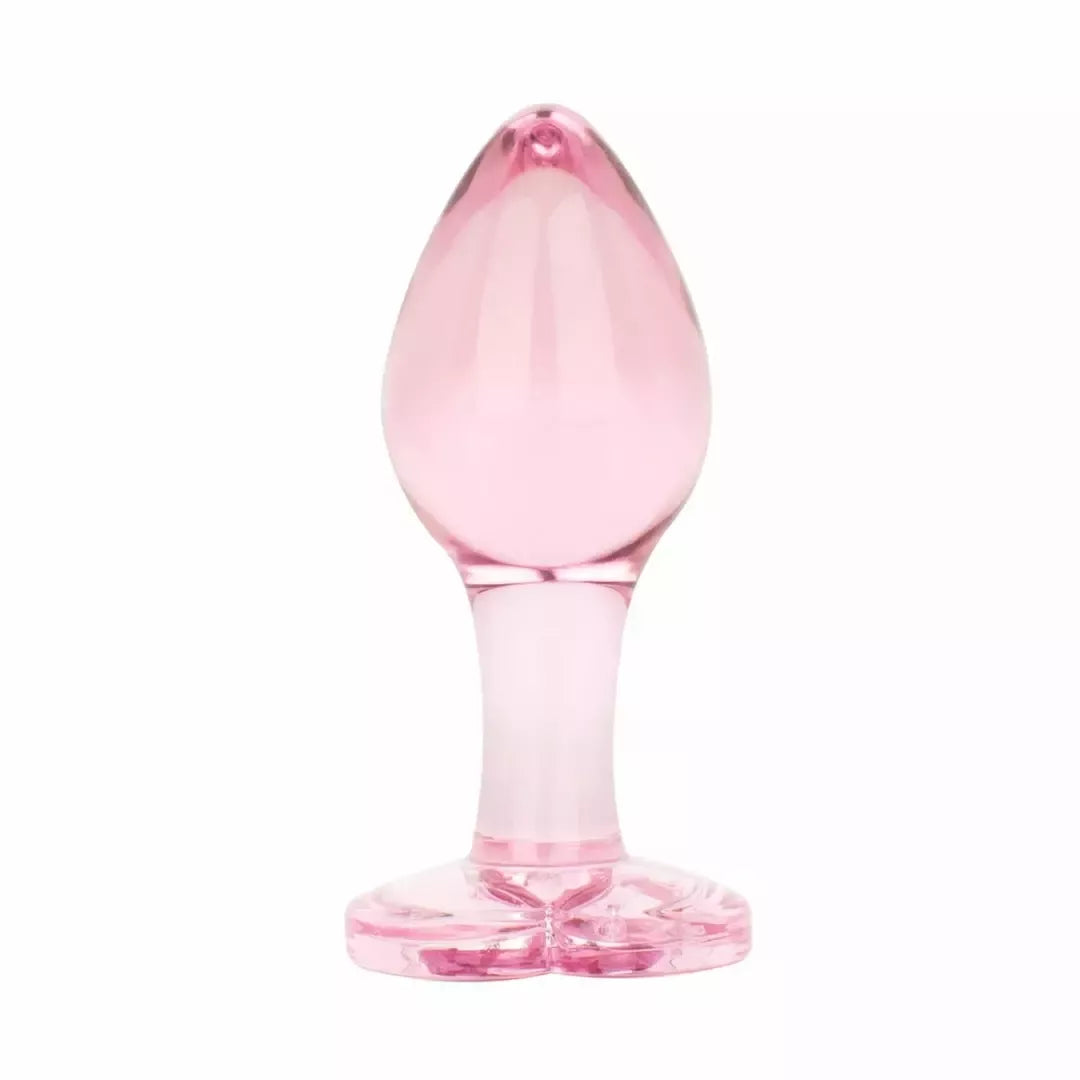 Anal Collection stiklinis analinis kamštis, vidutinis, širdelės formos pagrindas, 8,3 cm, rožinis