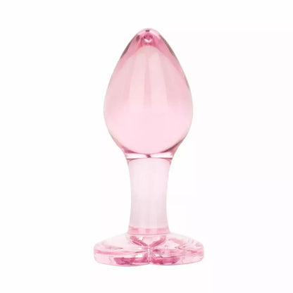 Anal Collection stiklinis analinis kamštis, vidutinis, širdelės formos pagrindas, 8,3 cm, rožinis