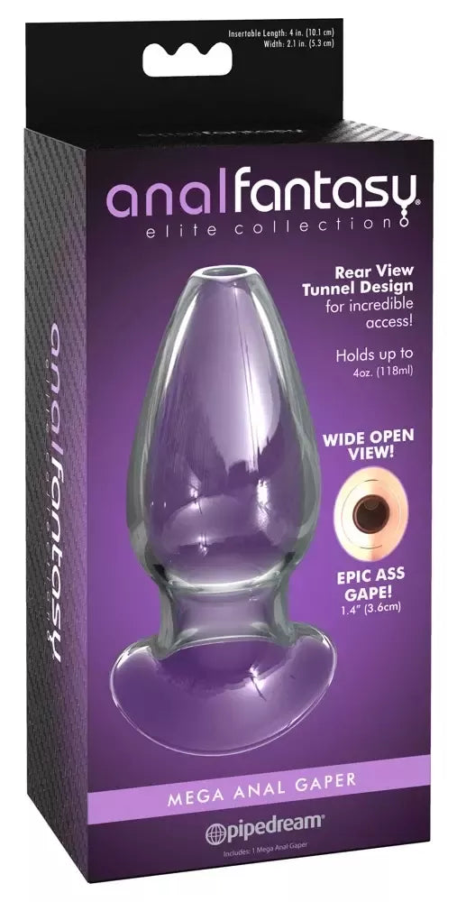Anal Fantasy AFE Mega Anal Gaper stiklinis kamštis, skaidrus, 12,2 cm, 118 ml