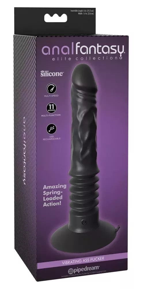 Anal Fantasy AFE Power Motion Intimate Machine silikoninis analinis vibratorius, juodas, 21 cm