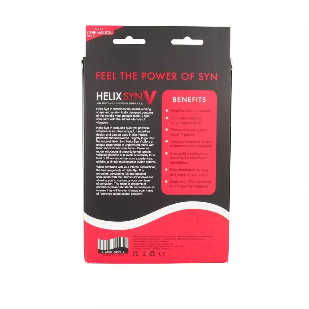 Aneros Helix Syn V Black – vibruojantis prostatos masažuoklis, įkraunamas