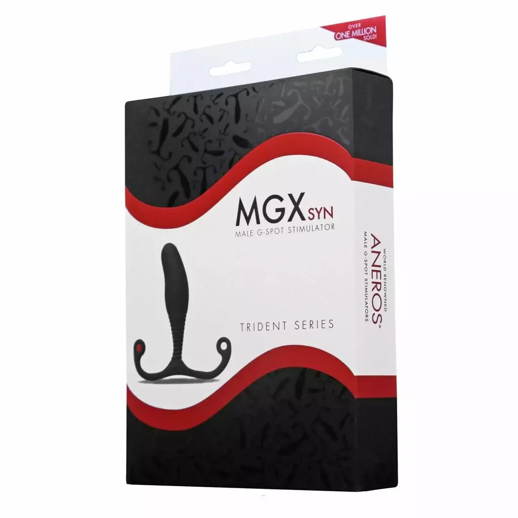 Aneros MGX Syn Trident – silikoninis ergonomiškas intymus masažuoklis, juodas