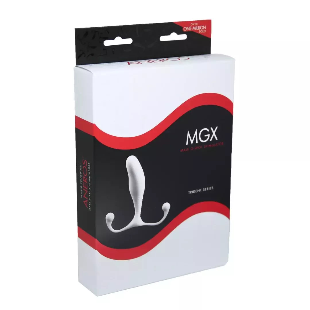 Aneros MGX Trident prostatos masažuoklis su daugiaašiu judėjimu, baltas 10,2 cm