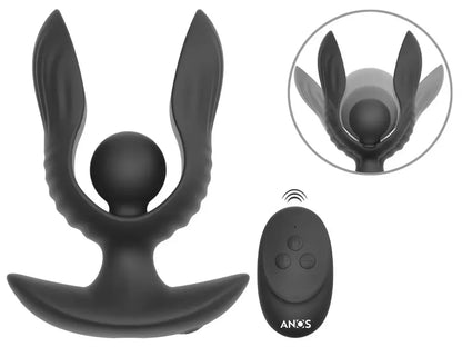 ANOS RC pripučiamas silikoninis analinis kamštis su vibracija, reguliuojamas, juodas, 10,9 cm