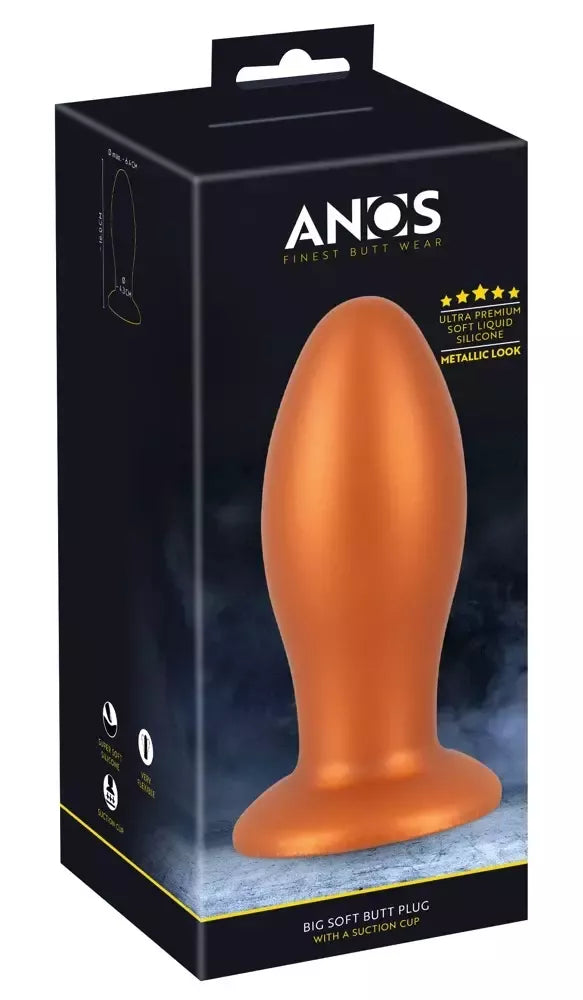 ANOS Soft XL kūgio formos analinis kaištis su siurbtuku, 16 cm, juodas