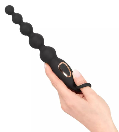 ANOS vibruojantys analiniai karoliukai, lankstūs, 7 režimų, silikoniniai, 22,1 cm, juodi