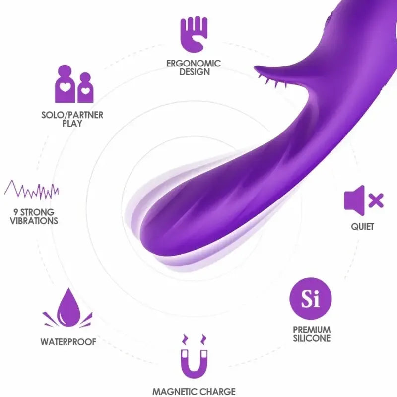 ARMONY Romance vibratorius su stimuliatoriumi, violetinis, 9 režimai, atsparus vandeniui