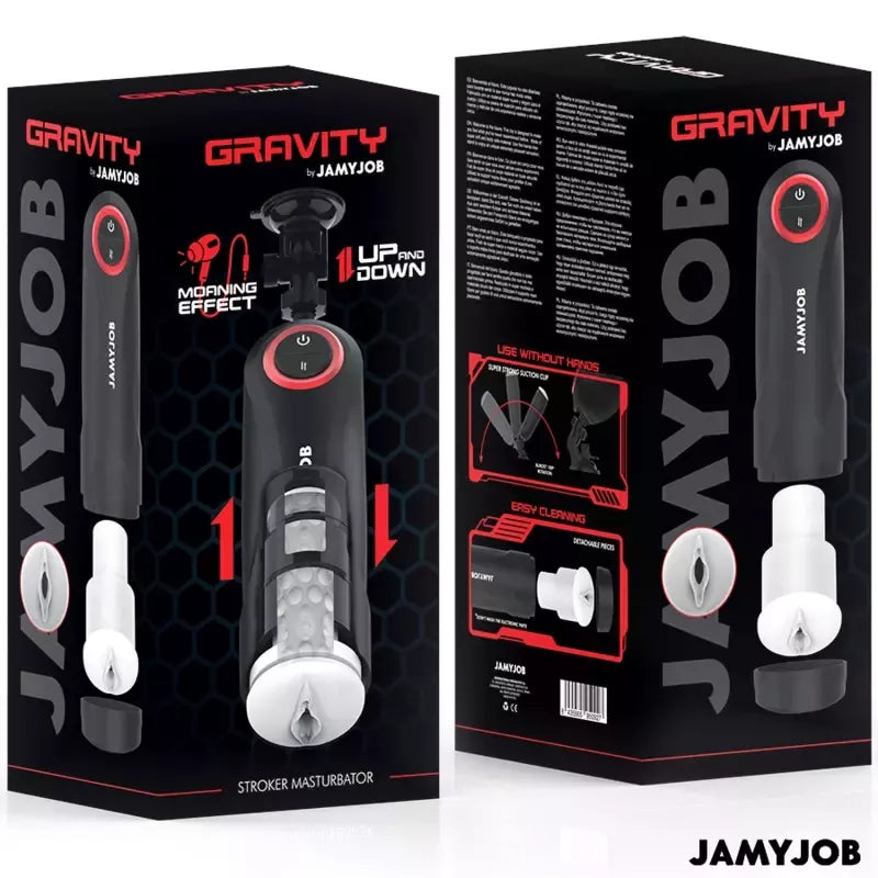 Automatinis intymus prietaisas Jamyjob Gravity, 5 režimai, USB, juodas-raudonas