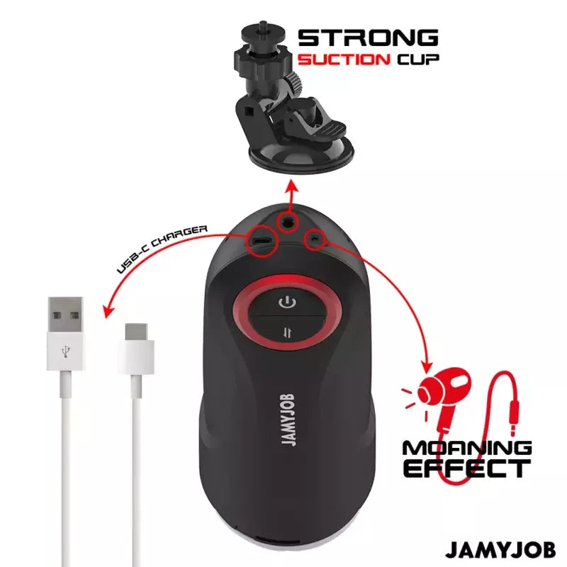 Automatinis intymus prietaisas Jamyjob Gravity, 5 režimai, USB, juodas-raudonas